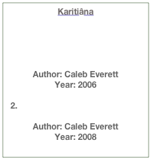 Karitiâna

1. Patterns in Karitiâna: Articulation, Perception, and Grammar

Author: Caleb Everett
Year: 2006

2. Constituent Focus in Karitiâna

Author: Caleb Everett
Year: 2008
